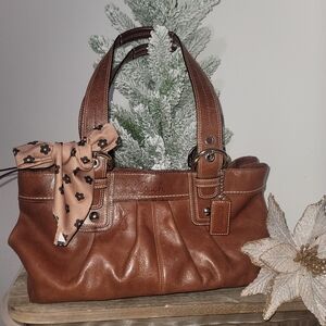 ♥️Coach Soho Brown Pleated Soft Leather Shoulder Bag. GO973-F13732♥️